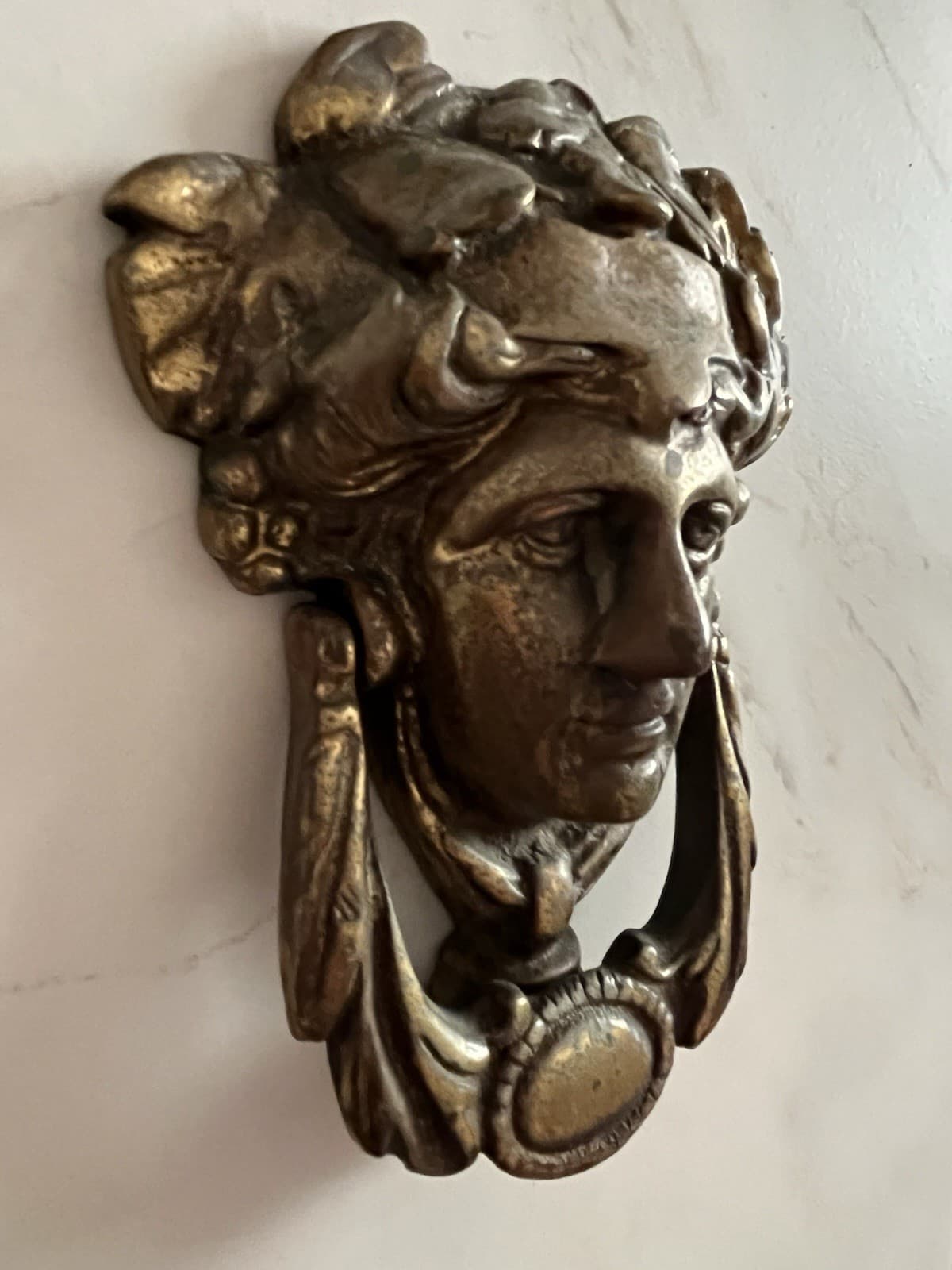 ANTIQUE c.1911 VICTORIAN FACE OF APOLLO ARCHITECTURAL SALVAGE DOORKNOCKER 4