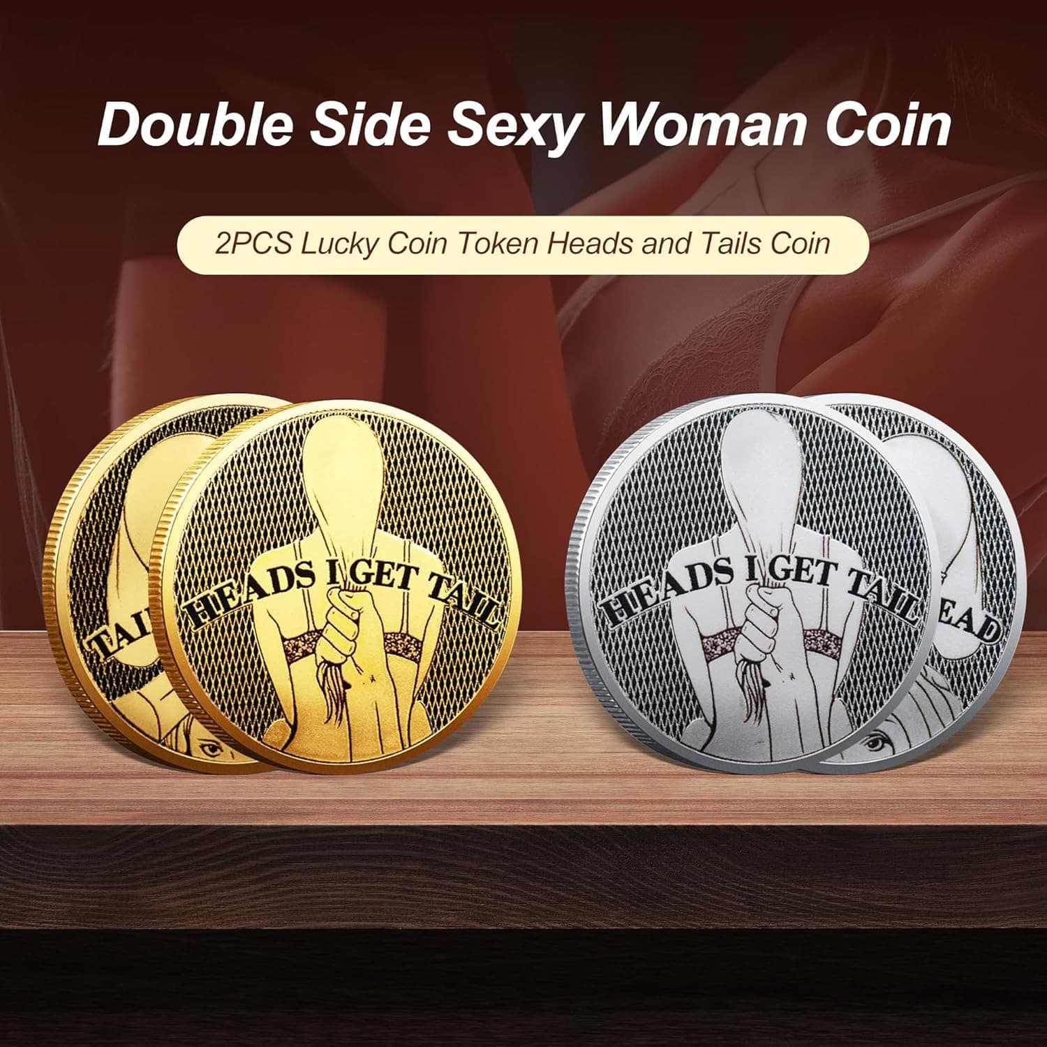 2025 2PCS Double Side Heads and Tails Coin Lucky Token Double Side Challenge Coi 2