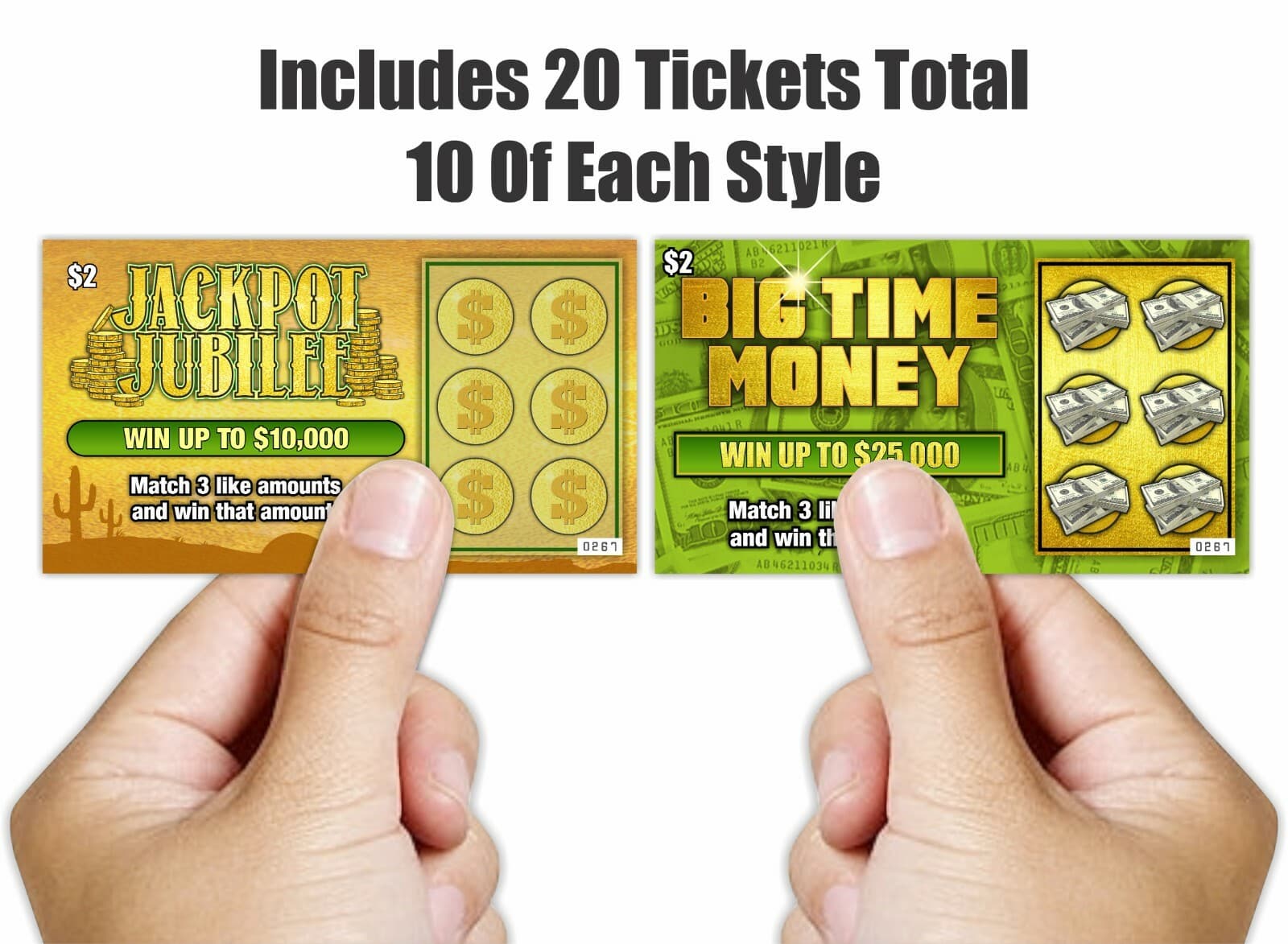 Funny Prank Gag Fake Lottery Tickets, 10,000 & 25,000 Winners, 20 Tickets total  3