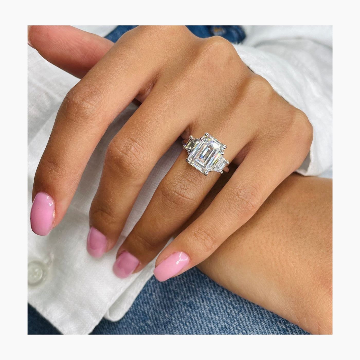 Emerald Cut Diamond Ring F VS1 IGI Certified 6 Ct lab created Platinum 3