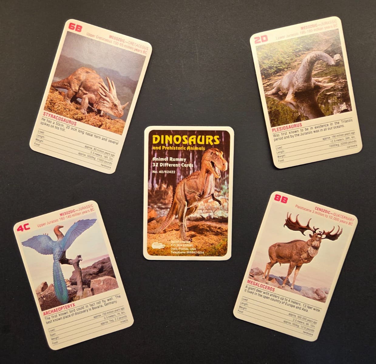 VINTAGE Dinosaurs And Prehistoric Animals Rummy Card Game - Complete 2