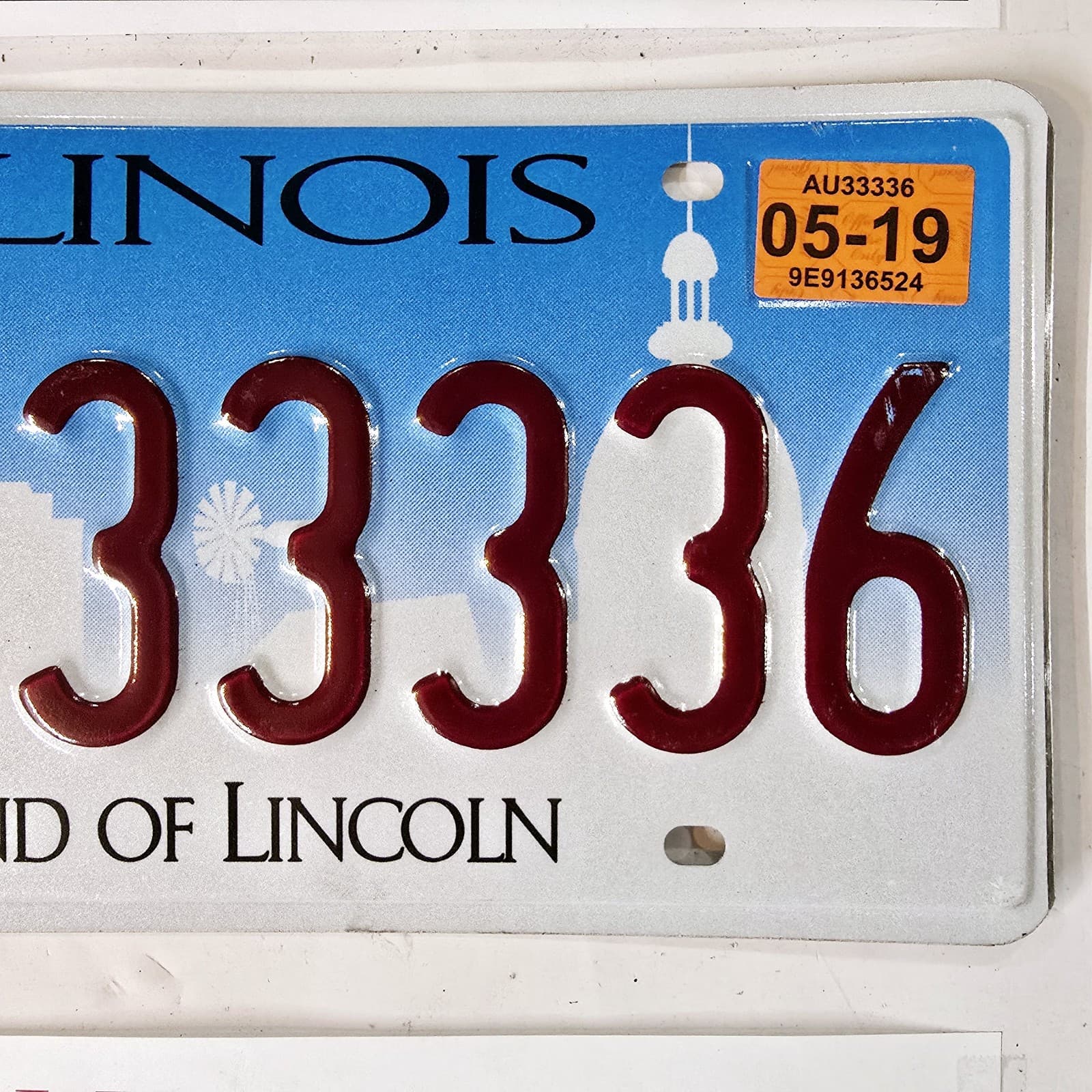 ILLINOIS LICENSE PLATE 🔥FREE📬🔥 AU 33336 ~ QUADRUPLE 3's 4 DIGIT REPEATING TAG 3