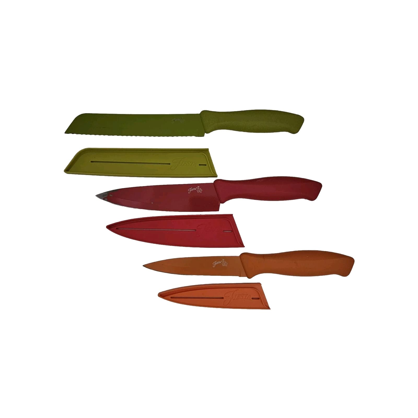 3 FIESTA Cutlery Knives Lemongrass Bread Tangerine Utility Red Chef Solid Color 2