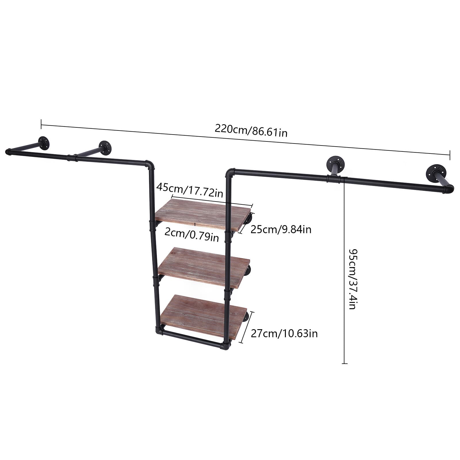 Clothing Rack Rustic Garment Hanging Industrial Pipe For Clothing Retail Store 2