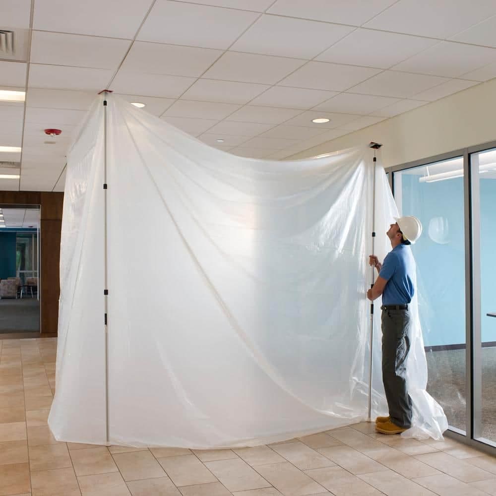 ZipWall 10 ft. Stainless Steel Dust Barrier Poles w/ 2 Adhesive Zippers & Bag 3