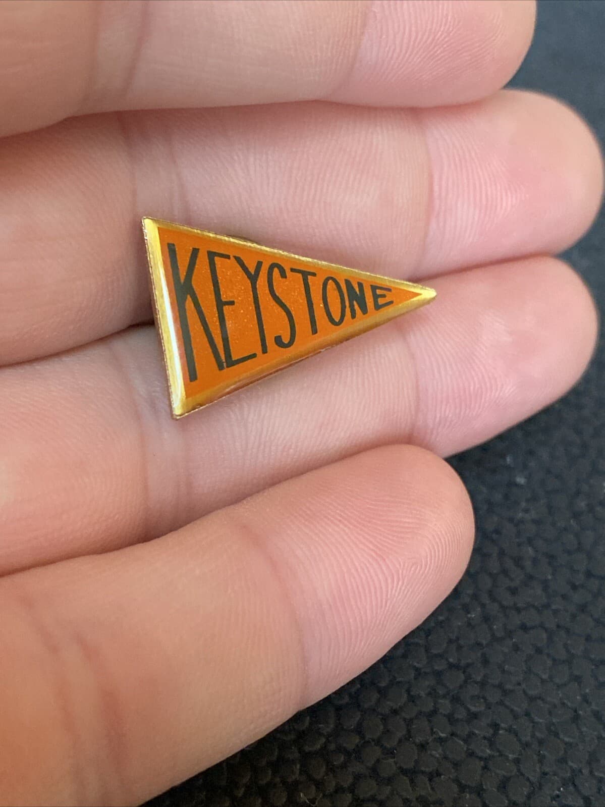 KEYSTONE State PA PENNSYLVANIA Flag Pendant Orange Enamel Vintage Gold Tone Pin 3