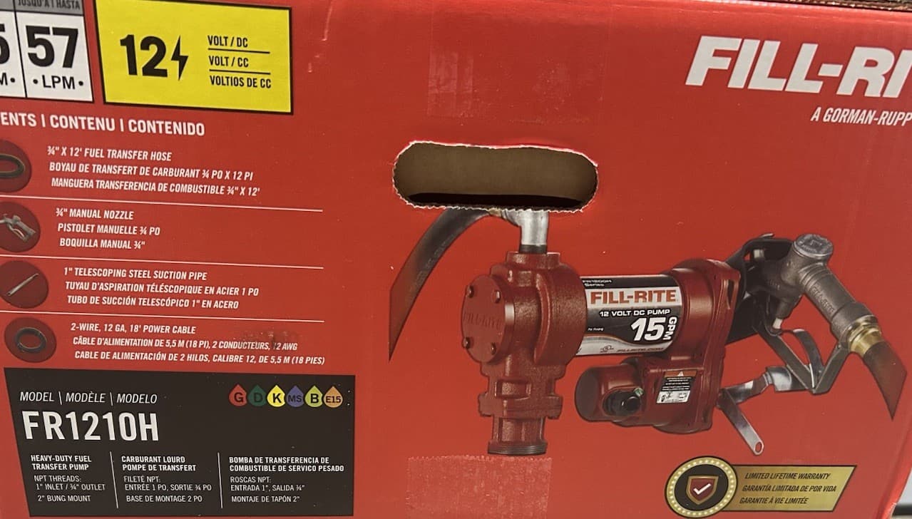 Fill-Rite FR1210H Fuel Transfer Pump, 12vDC, 15 Gpm, 1/4 Hp,