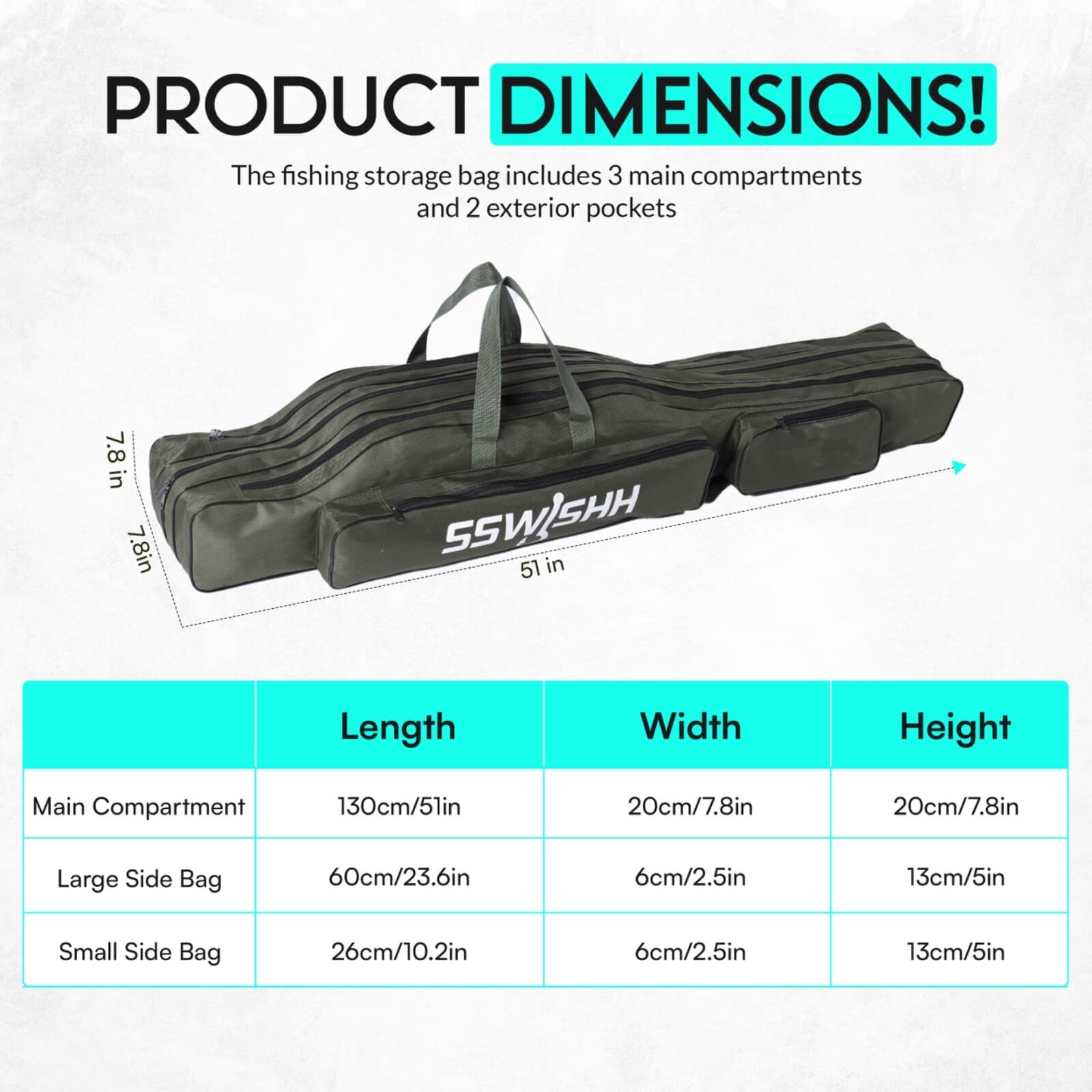Fishing Rod Case - 3 Layers Fishing Pole Bag Portable Carry Storage Case 130cm 4
