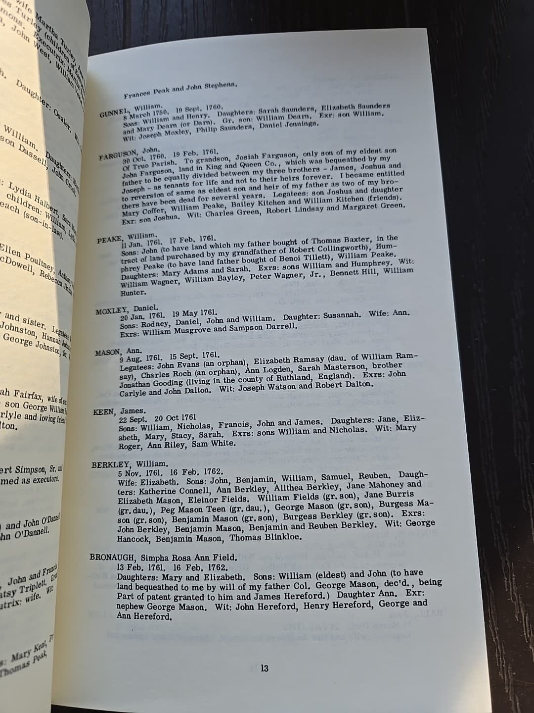 Abstracts OF Wills & Inventories, FAIRFAX COUNTY, VIRGINIA 1742-1801 3