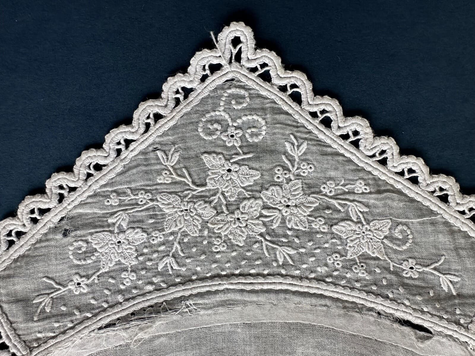 Antique Cuff Whitework Needle Lace Hand Embroidery Muslin Handmade