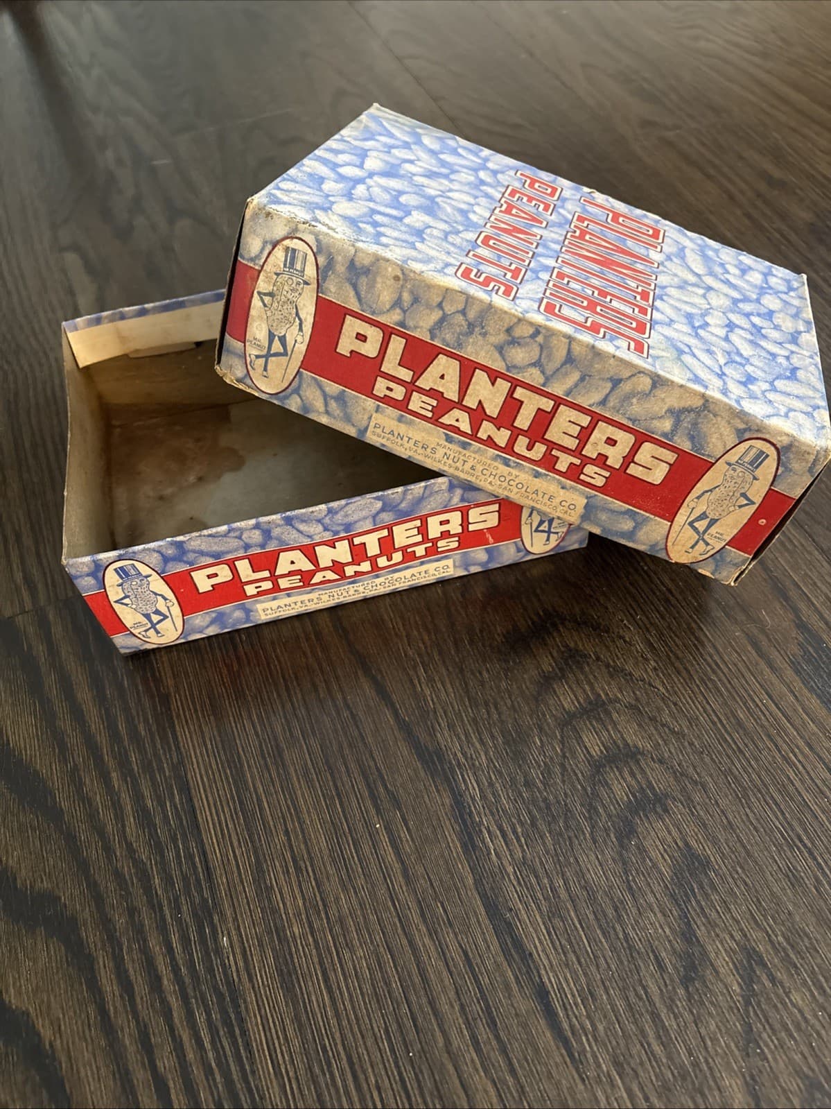 Vintage Planters Peanut Mr Peanut Cardboard Display Box Red White And Blue 6