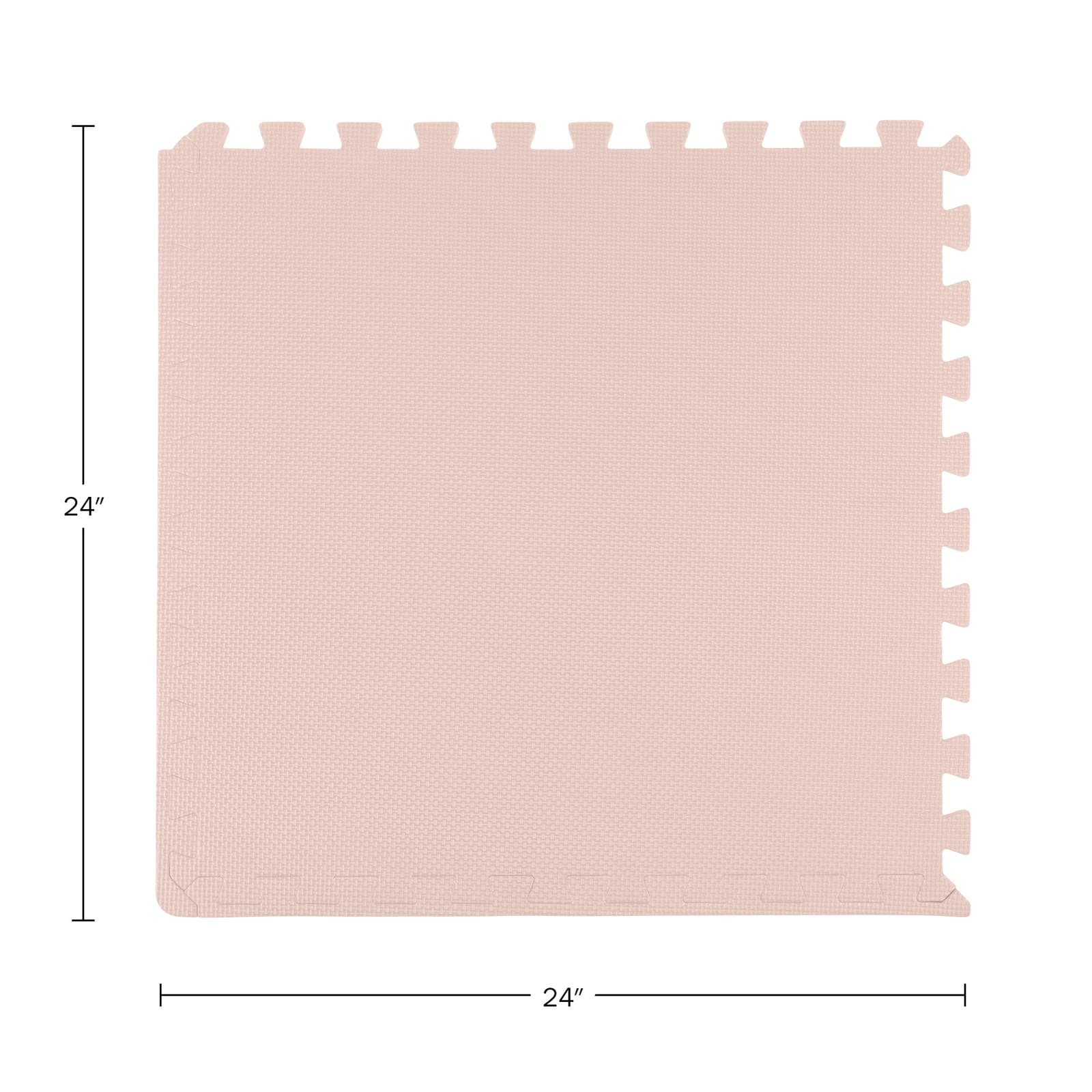 Foam Floor Tiles 24sqft Soft Nontoxic Baby Play Mat Foam Puzzle Mat, Light Pink 2