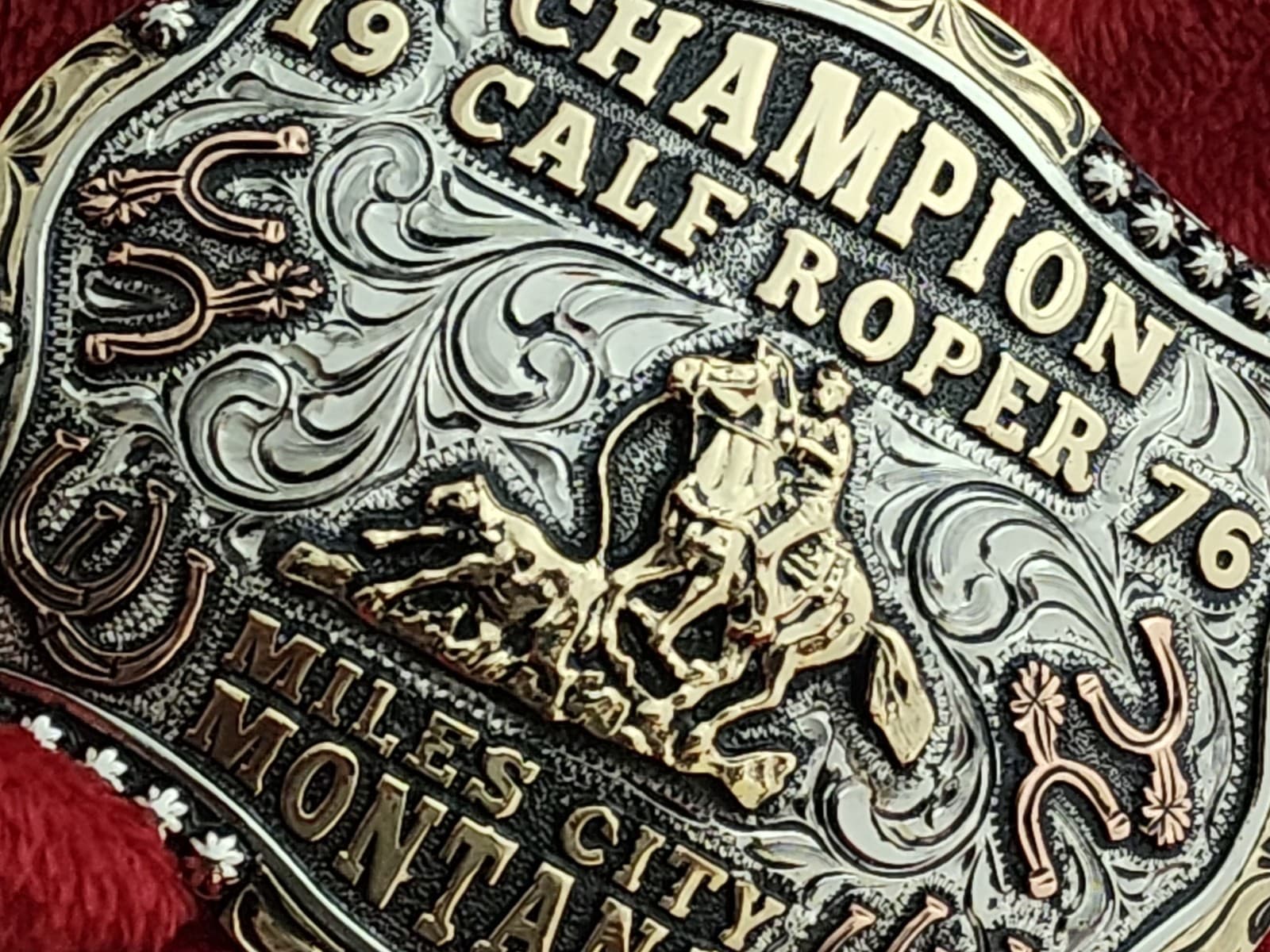 Rodeo☆1976☆Calf Roping X-TREME Champion Trophy Buckle☆Miles City Montan☆Rare☆R15 5