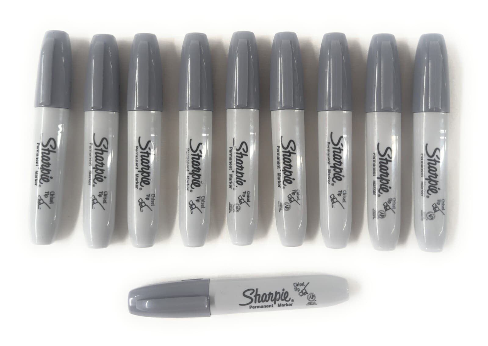 SHARPIE MARKERS 10 Permanent Marker Lot Chisel Tip SLATE GRAY/GREY Thick Barrel