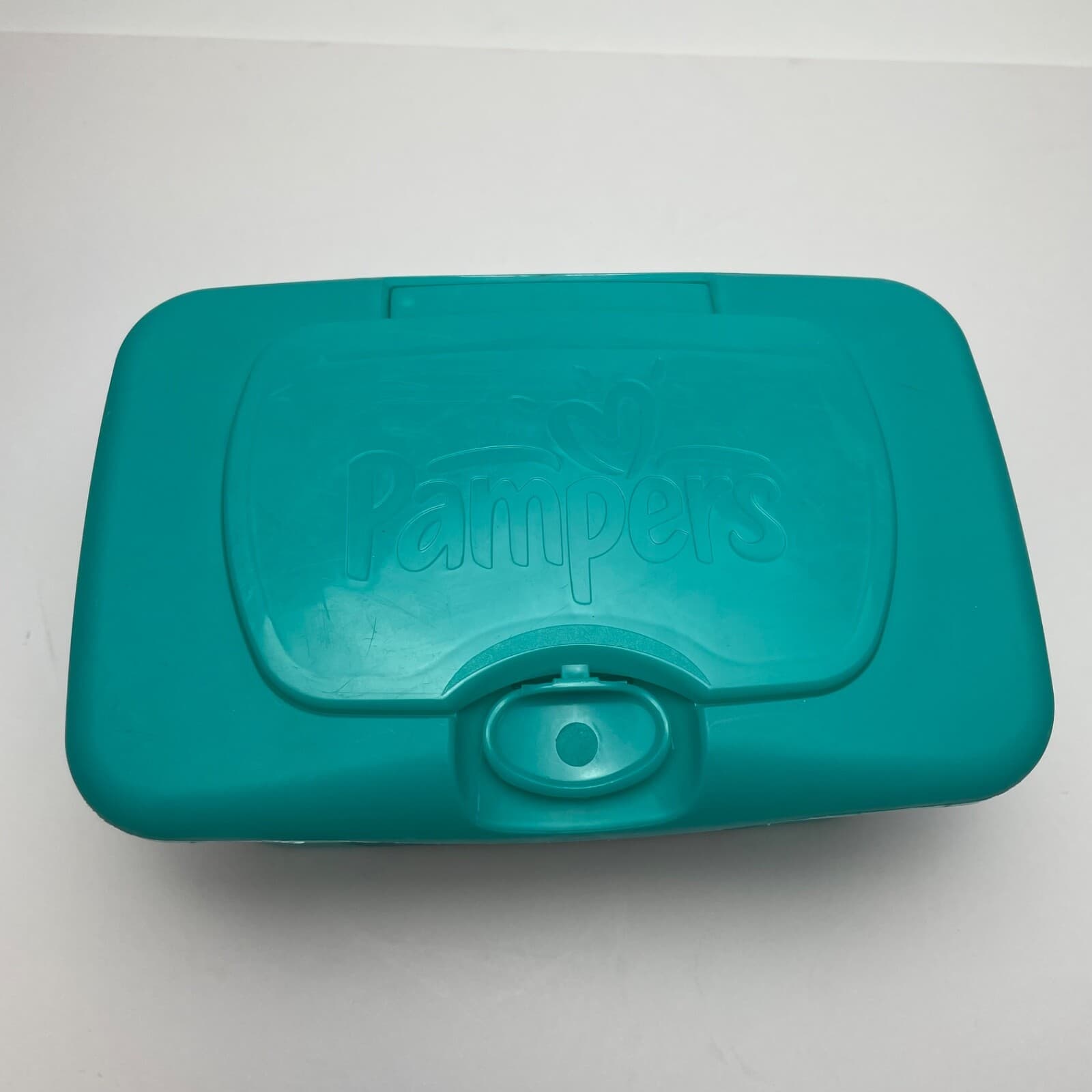 Empty Pampers Baby Wipes Dispenser  Pop Up Container Only Teal Blue Green 6