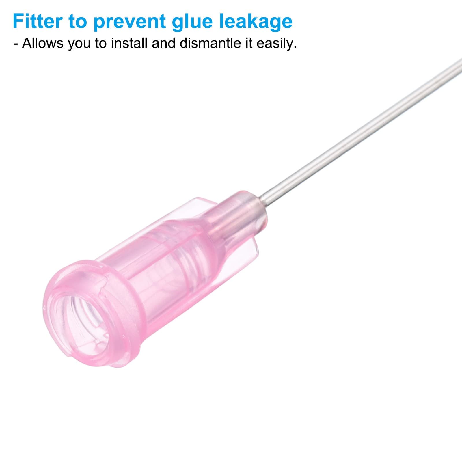 100Pcs 20Gax1.5" Dispensing Needle Tip Stainless Steel and Plastic Pink 4