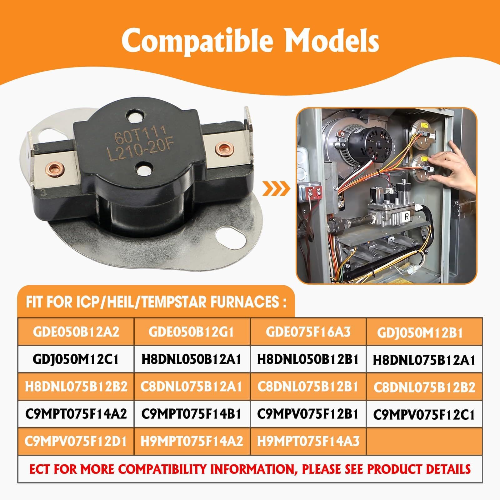 L210-20F Furnace Limit Switch for ICP Heil Tempstar Carrier Replace for 31340... 2