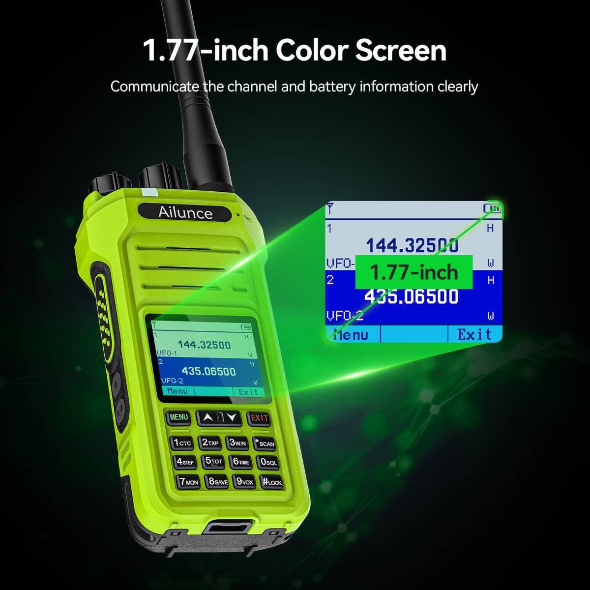 Ailunce HA1G GMRS 5W IP67 Rugged Walkie Tadlkie 256 Channels NOAA Green Outdoor 4