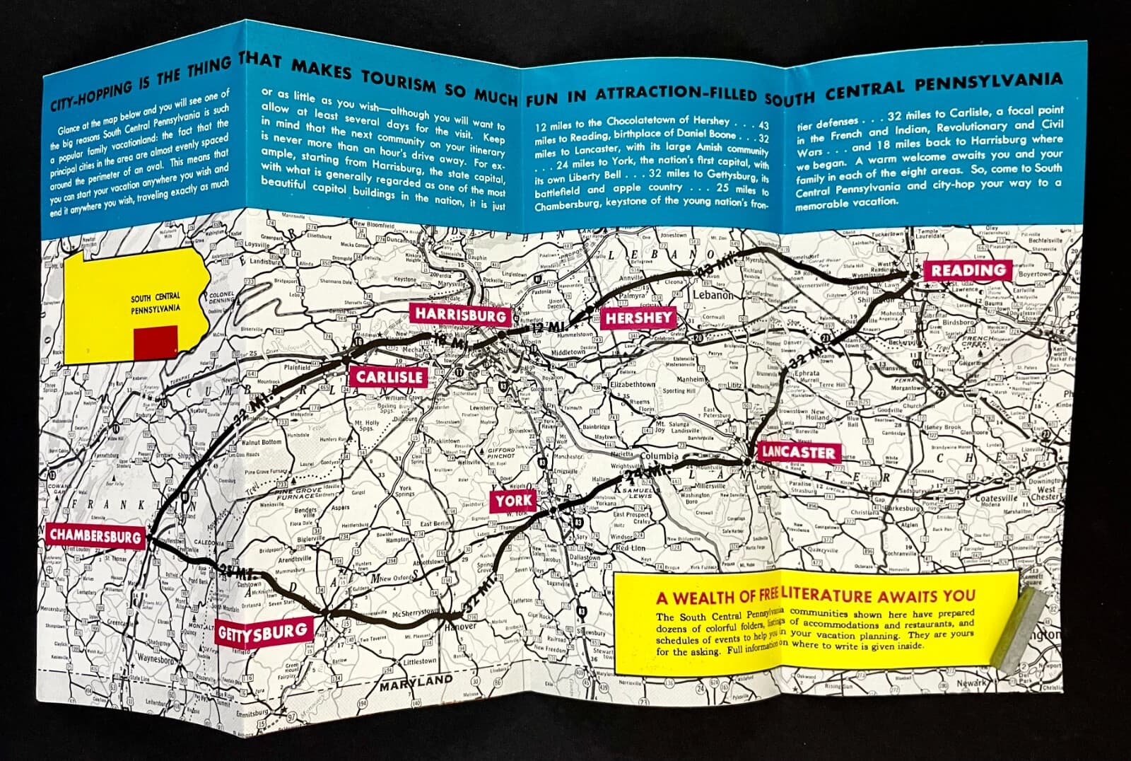 1960s South Central PA Vacationland Carlisle VTG Travel Brochure Tourist Guide 3