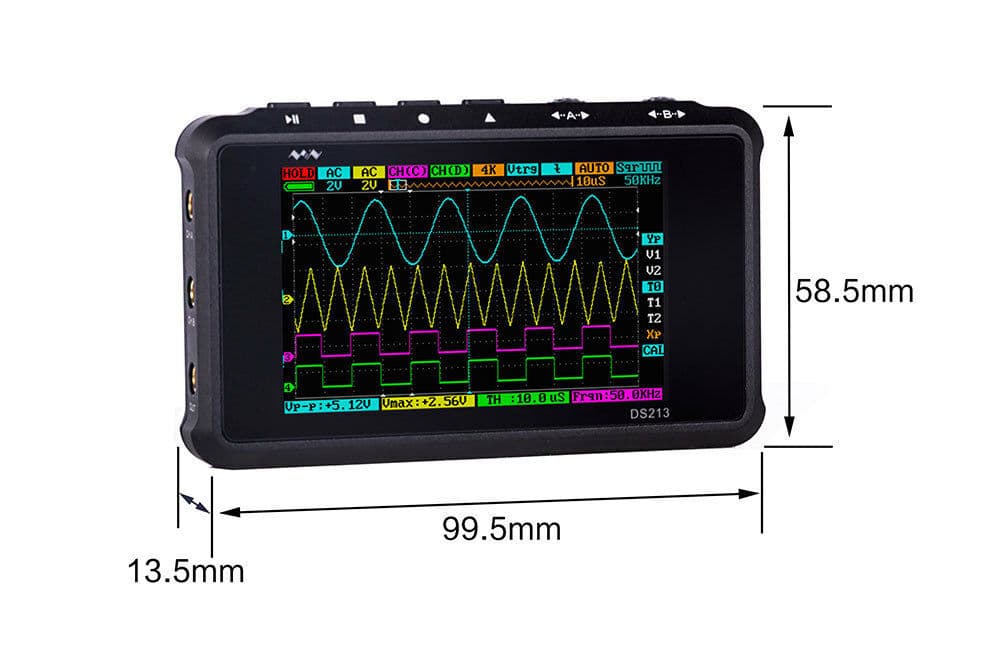 Miniware DS213 Pocket Sized Handheld "5-track, 4-wave line" Digital Oscilloscope 2