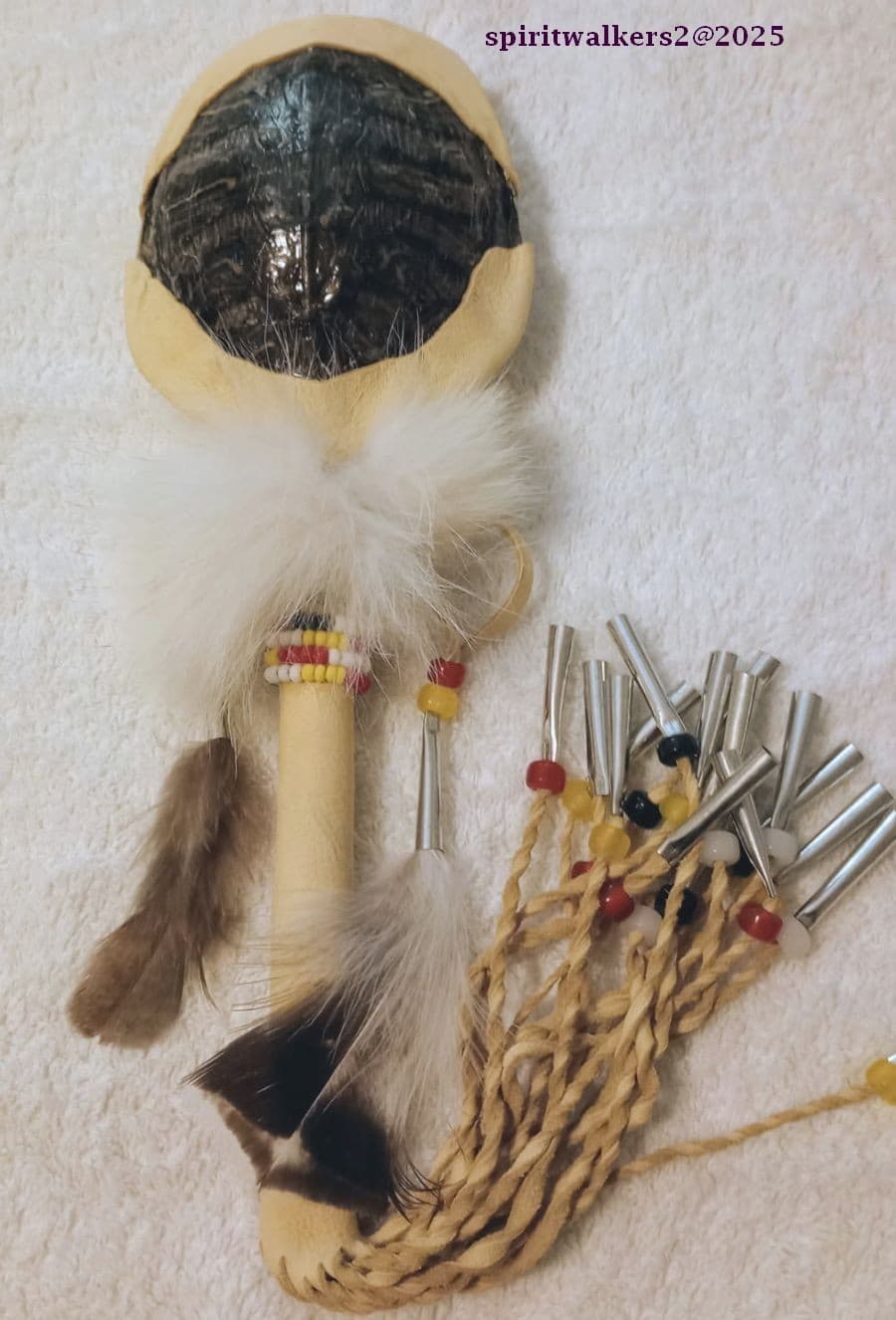 RedEar Turtle Rattle, Coyote, Deer,Feathers, Beads,Tins,Not Endangered tratc3