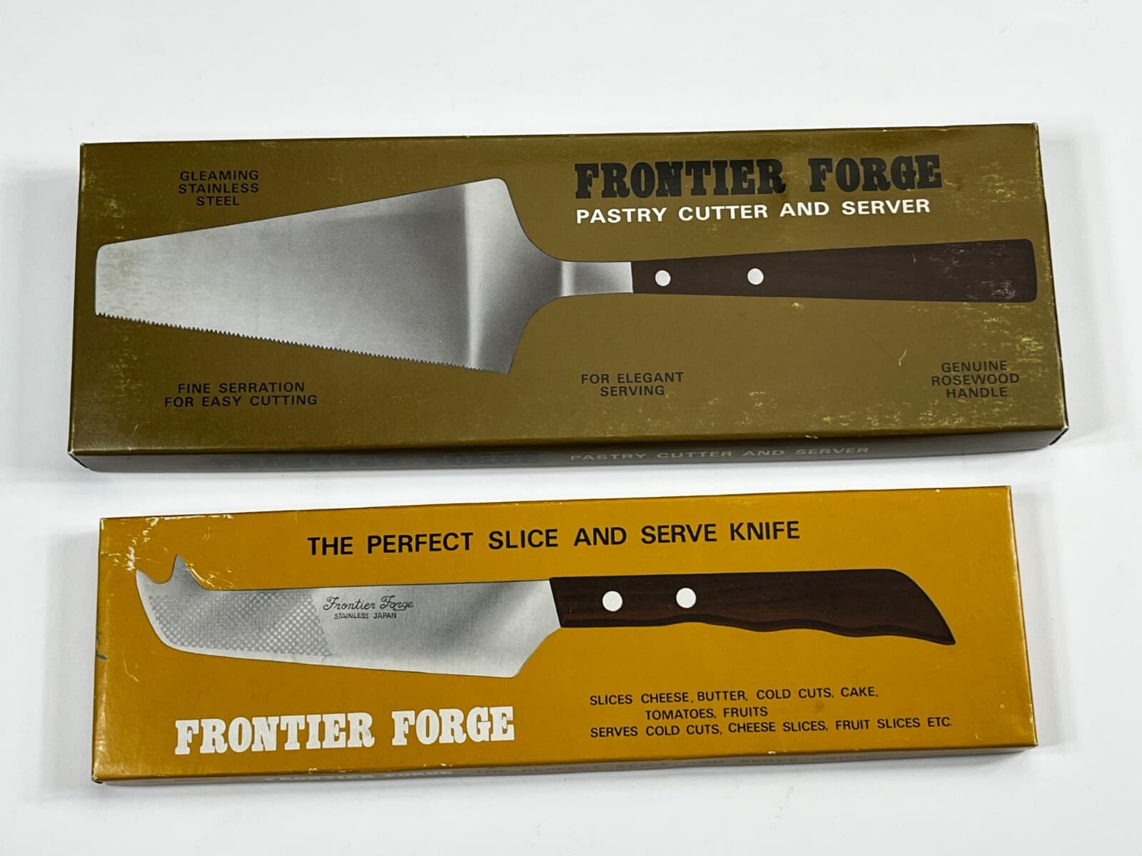 Vintage Frontier Forge MCM Kitchen Pastry Cutter Slice Serve Knife LOT Rosewood 2