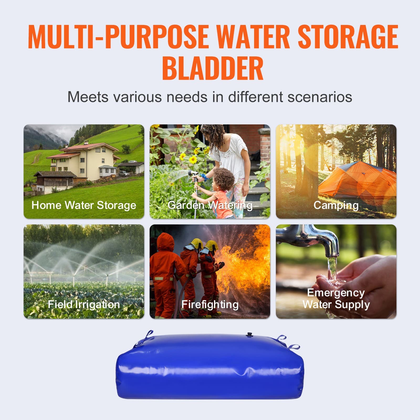 Portable Water Storage Bladder 142.6 Gal 1000D PVC Collapsible Water Tank 6