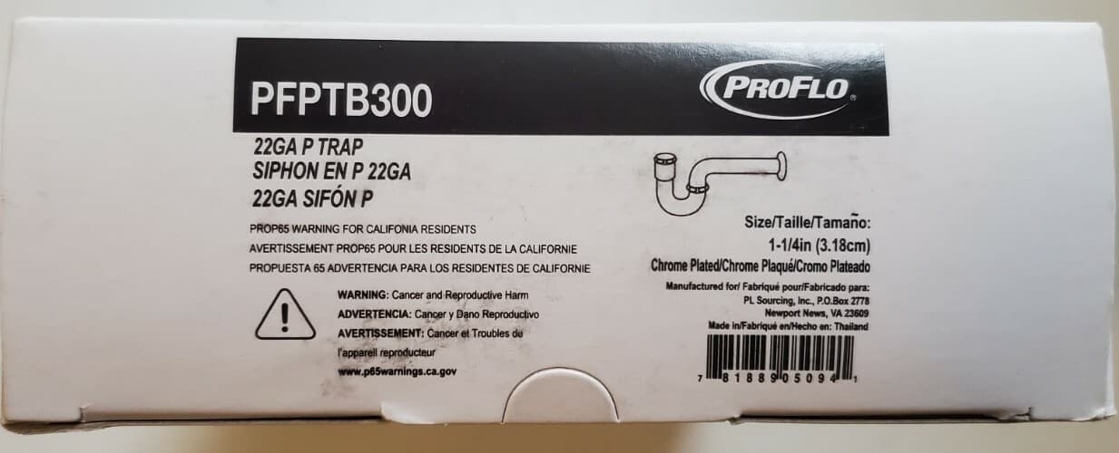 PROFLO PFPTB300 10" Adjustable Tubular P-Trap (1-1/4" X 1-1/4" Connections) 2