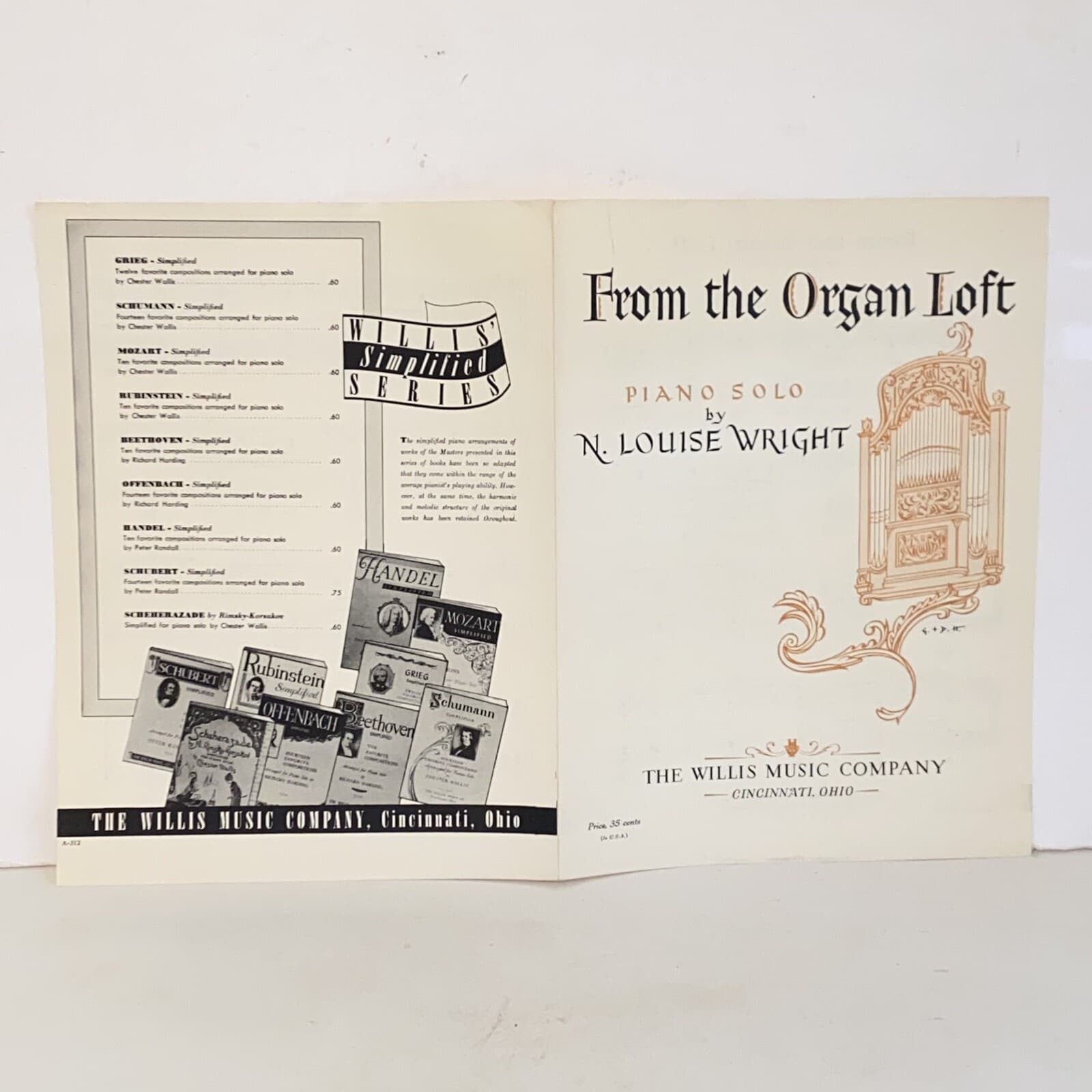 Vintage 1954 From The Organ Loft Piano Solo Sheet Music by N Louise Wright 4