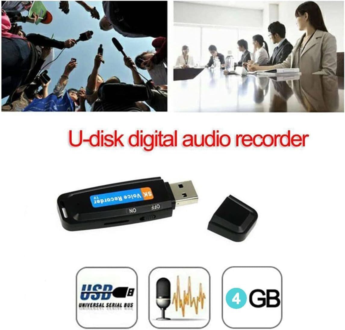 Voice Recorder 32G Digital Audio Device Activated U-Disk Sound Tape Dictaphone 4