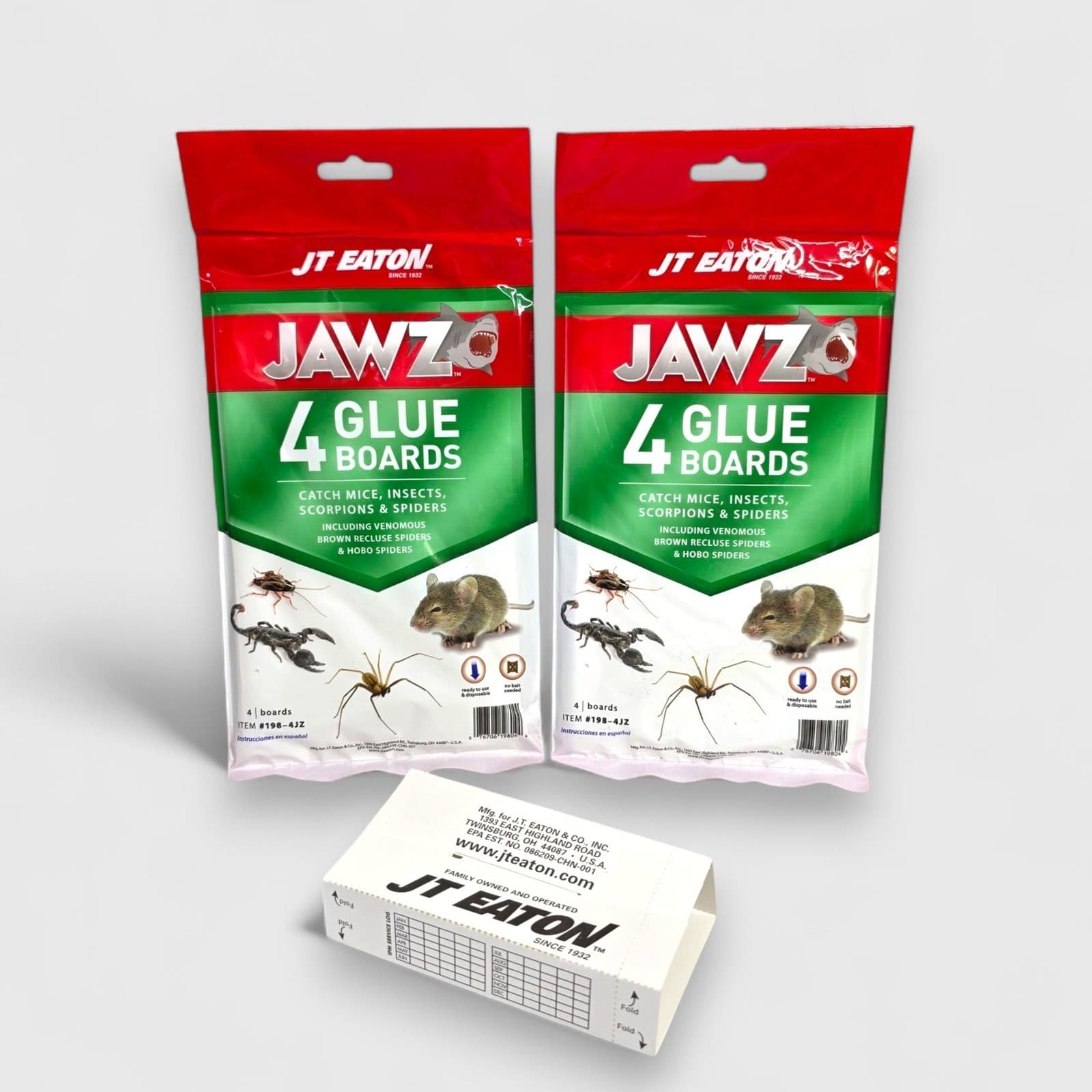 8 Jawz Covered Folding Glue Boards Mouse Insect Spider Control Trap JT Eaton