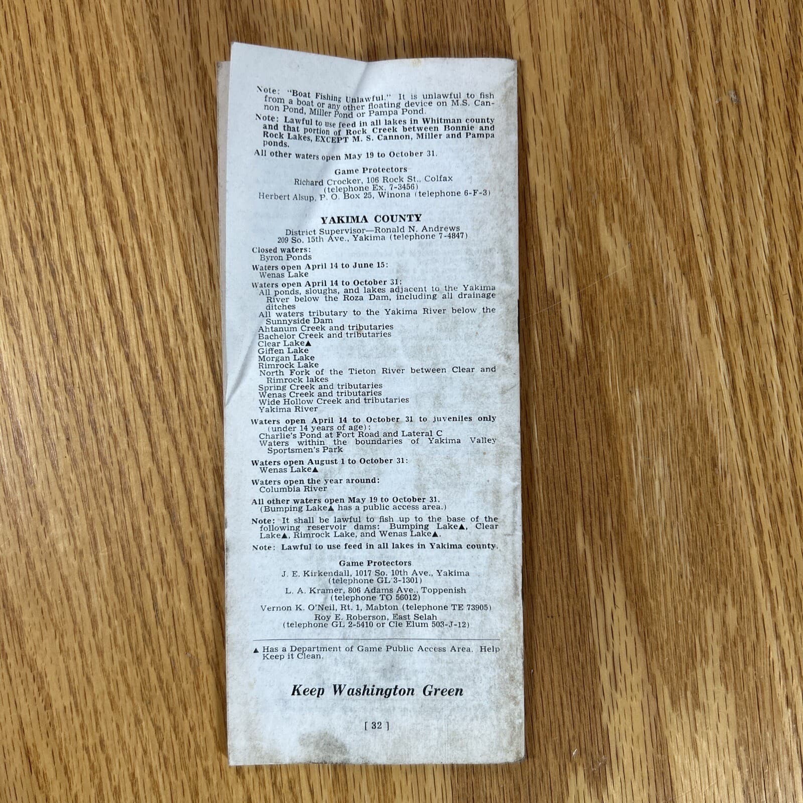 Vintage 1957 State of Washington Dept Fish Wildlife Fishing Guide License Catch 6