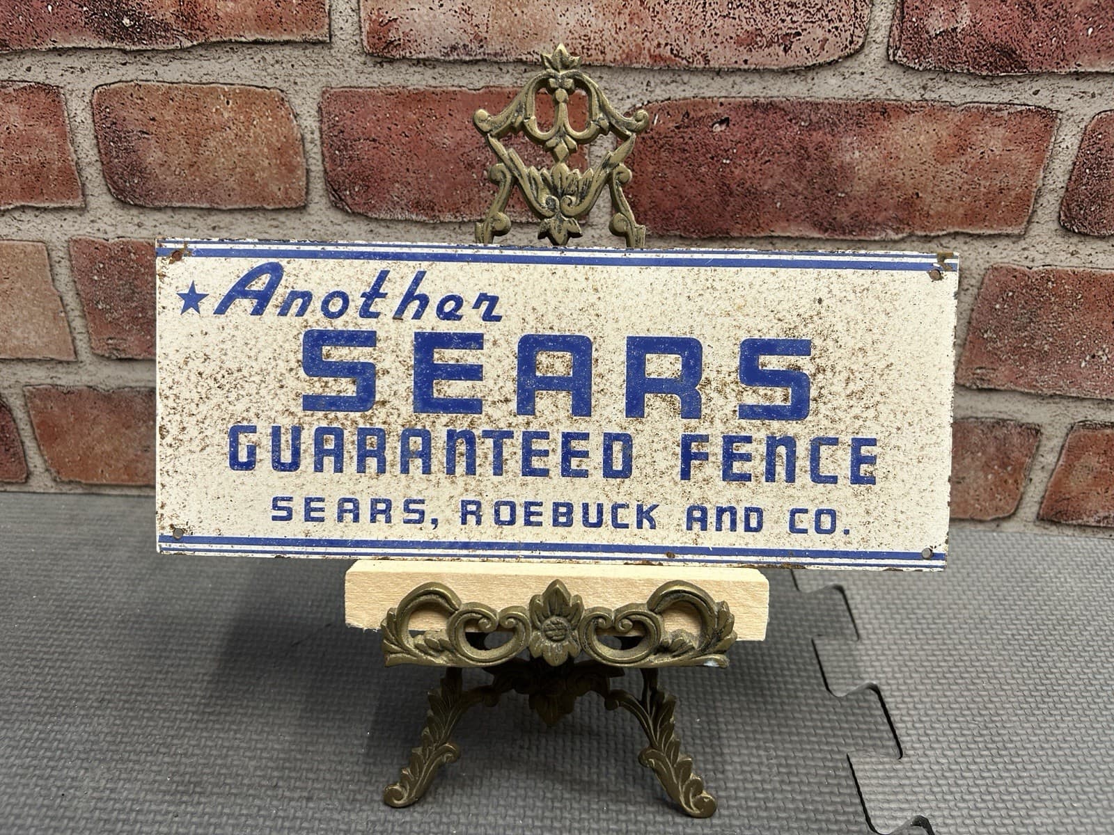 Signs Original Fence Co Sears Advertising Gas Oil Metal Vintage Antique