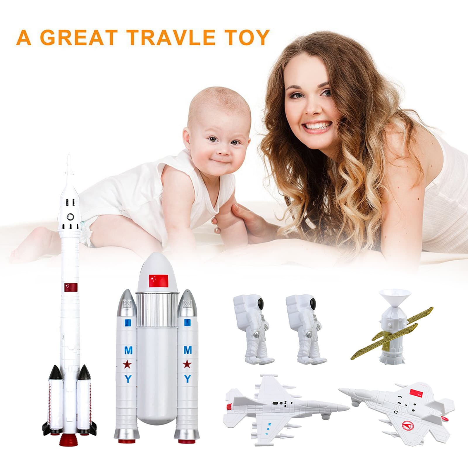 Space Model Toys Sets 7 PCS Space Shuttles Astronauts Satellite Figurine Toys 4