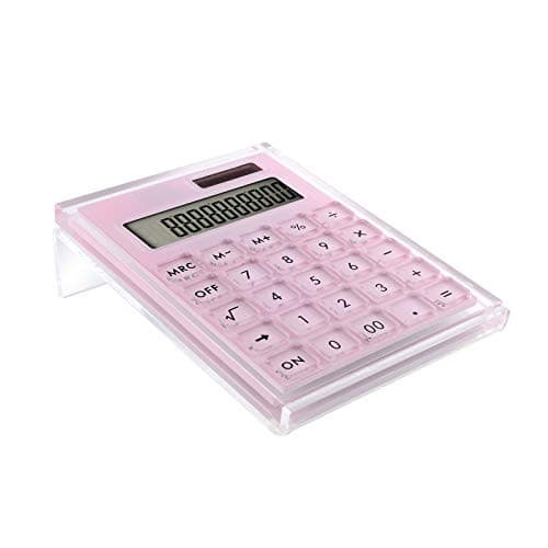  Acrylic Calculator with Stand, Battery and Solar Hybrid Powered Basic Pink 2