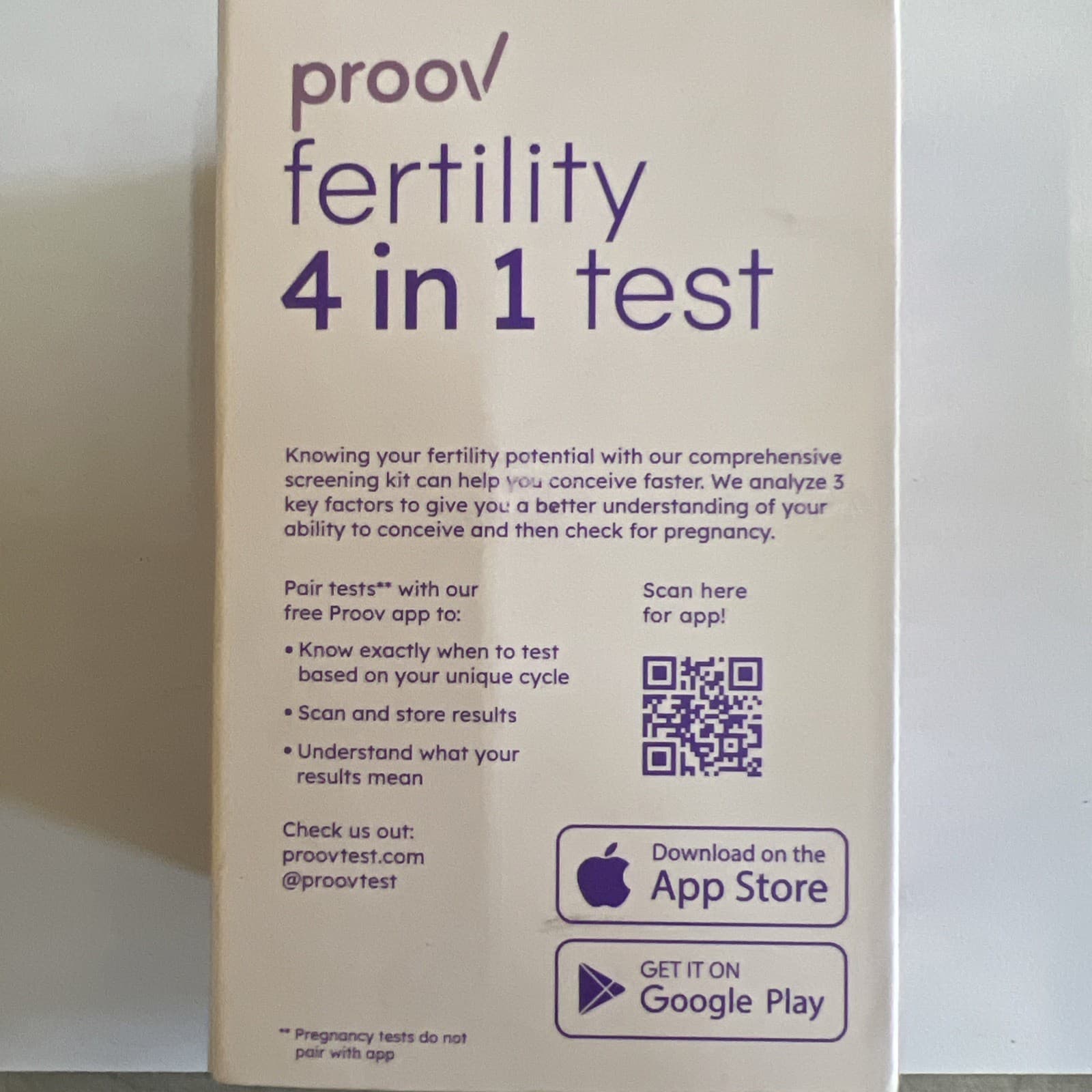 Proov Fertility 4 in 1 Test - 1 Cycle Test Kit (20 tests)  Exp 01/26+ NEW !!! 3