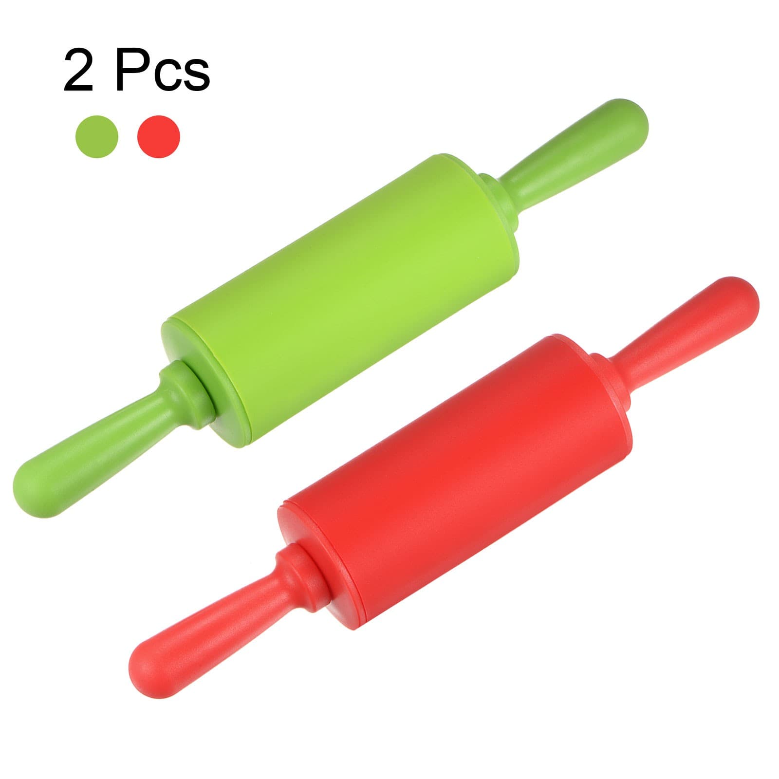 Silicone Rolling Pins for Baking 23.5cm x 4.2cm Red & Green 3