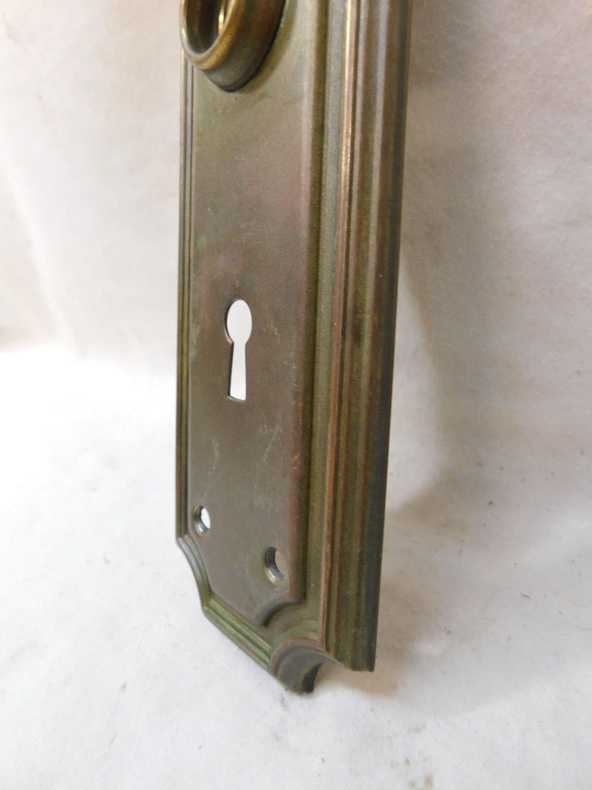 1900s Antique DOOR PLATE for Mortise Lock CRAFTSMAN/MISSION Style Brass ORNATE 6 5