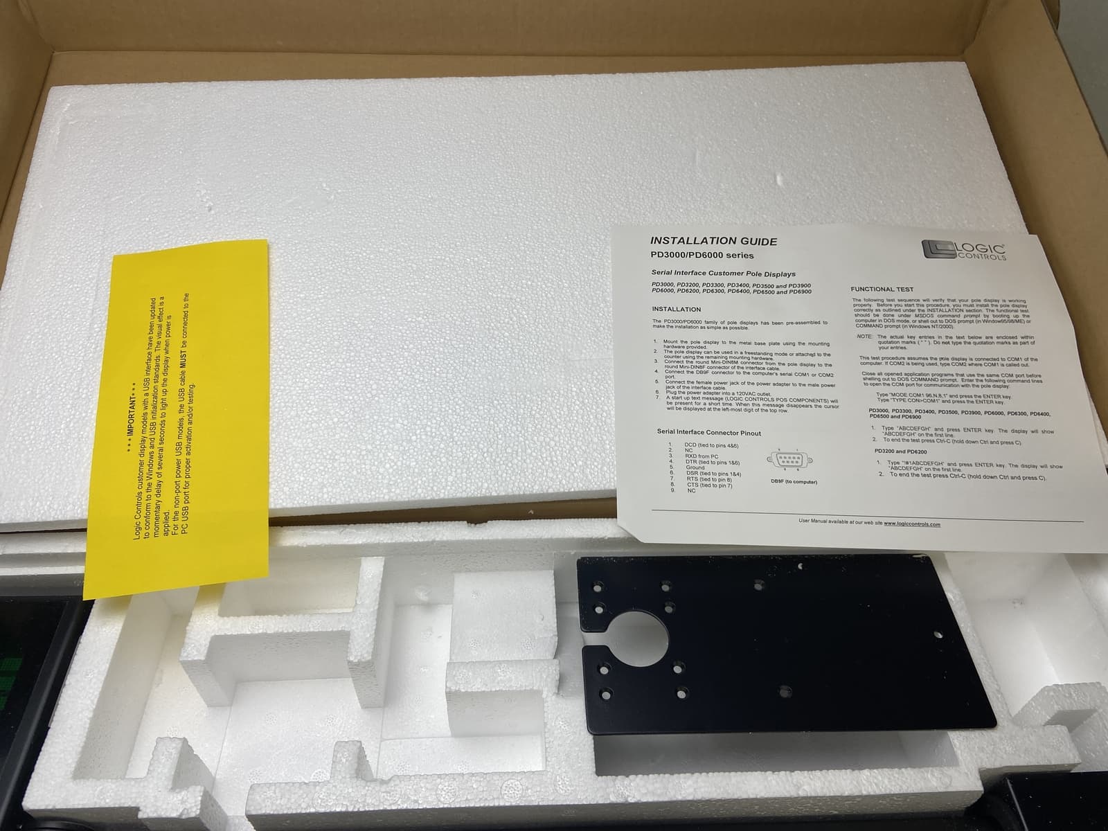 Logic Controls PD6000UBLACK Pole Display USED 5