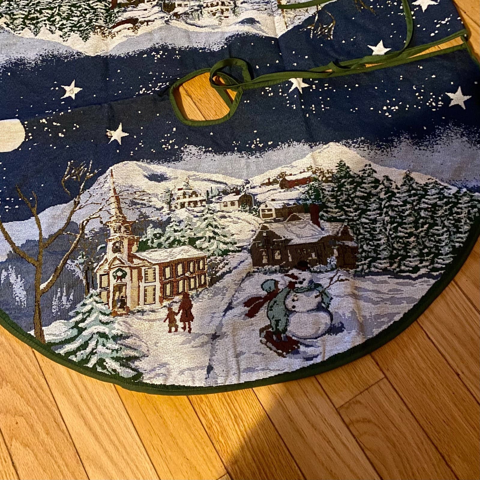 LED Lighted Christmas Tree Skirt Tapestry Winter Scene 39" NEW Tested Works! 3
