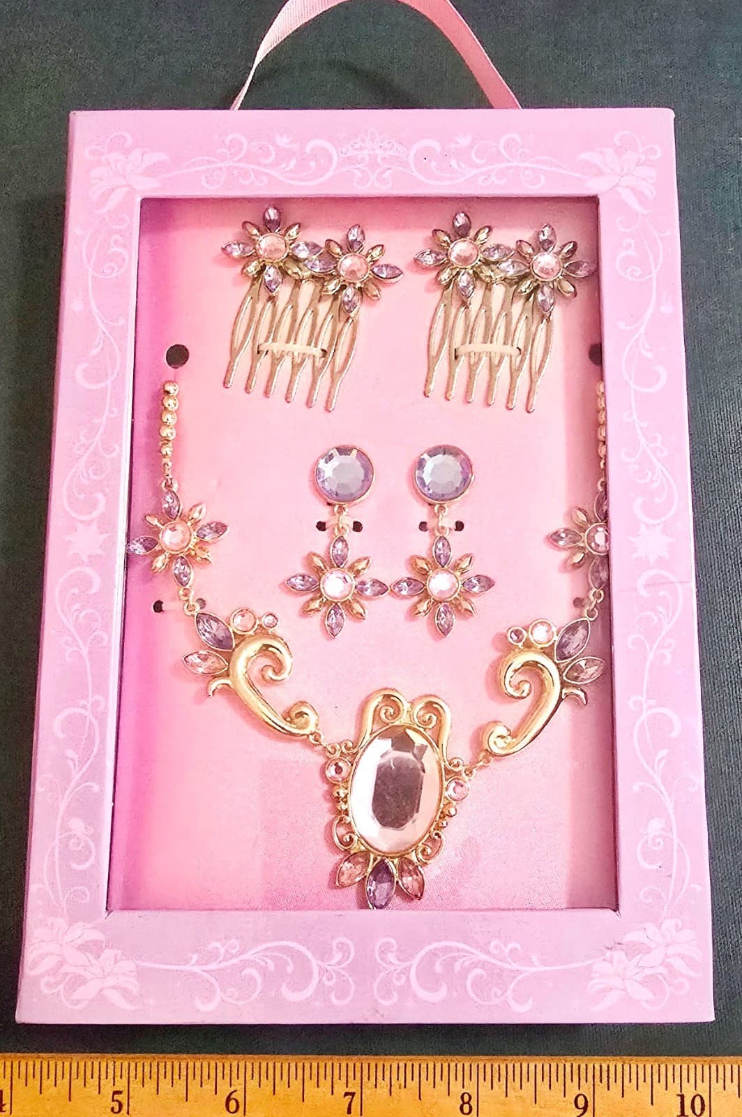Disney Princess Costume Accessory Set Necklace Earrings Hair Combs Rapunzel 4