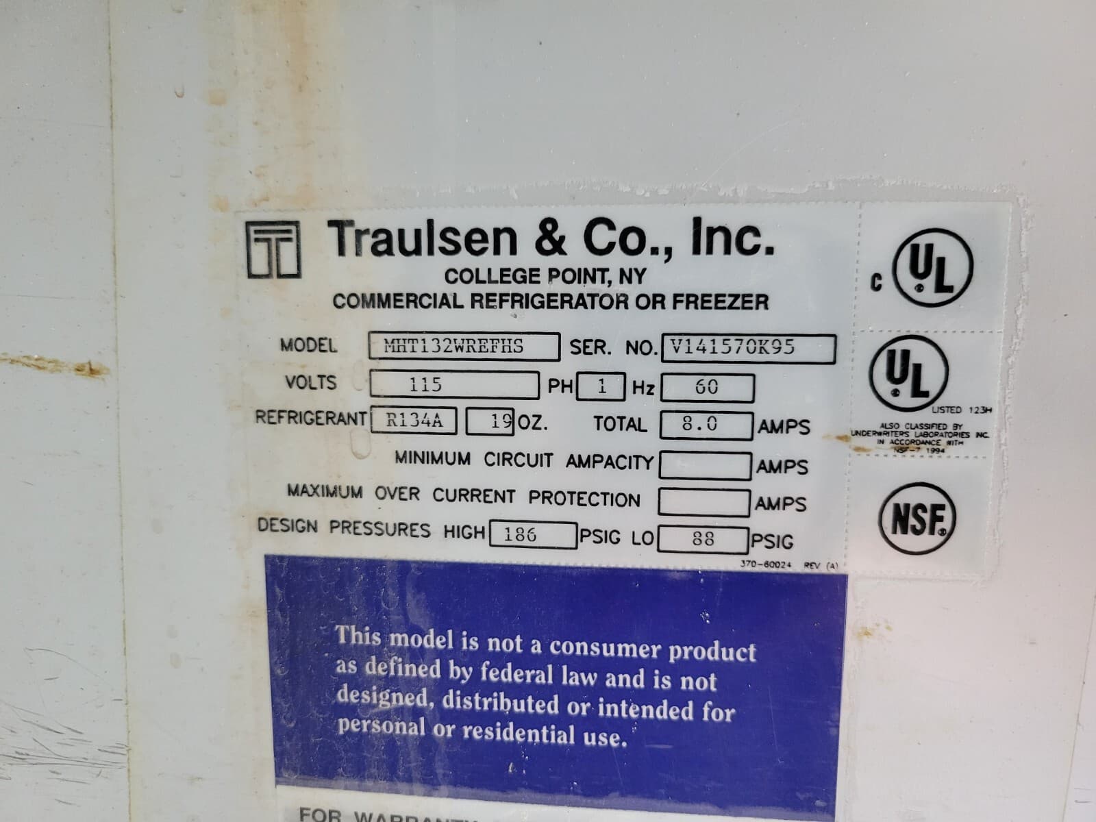 TRAULSEN MHT132WREFHS SINGLE DOOR REFRIGERATOR FREE SHIPPING 30 DAY WARRANTY 4