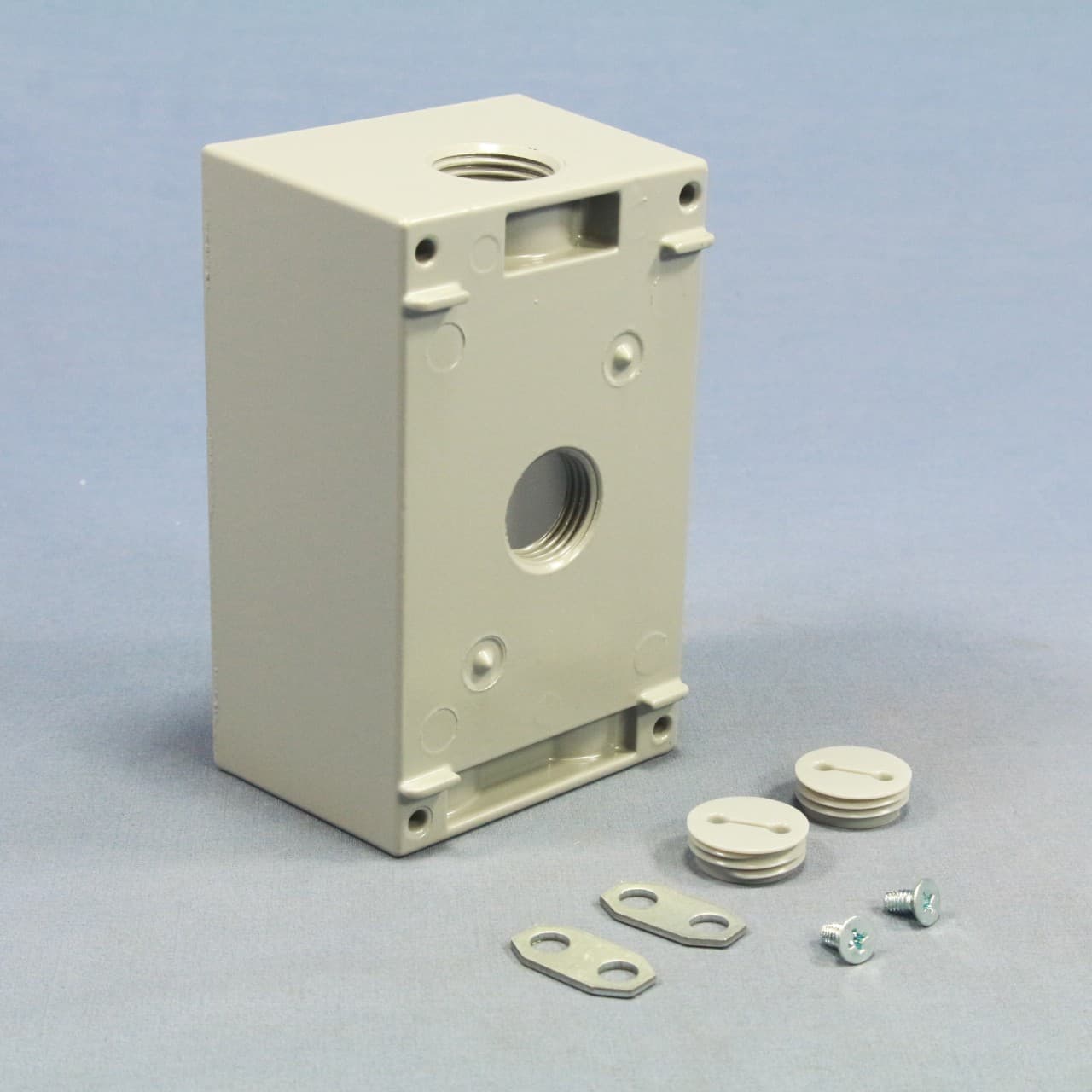P&S Gray Die-Cast Aluminum Weatherproof 1-Gang Outlet Box 4-Hole 1/2" WPB24 3