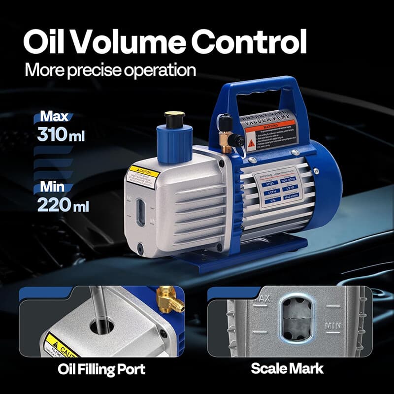 Upgraded 4CFM Vacuum Pump HVAC Refrigeration AC Manifold Gauge Set Leak Detector 6