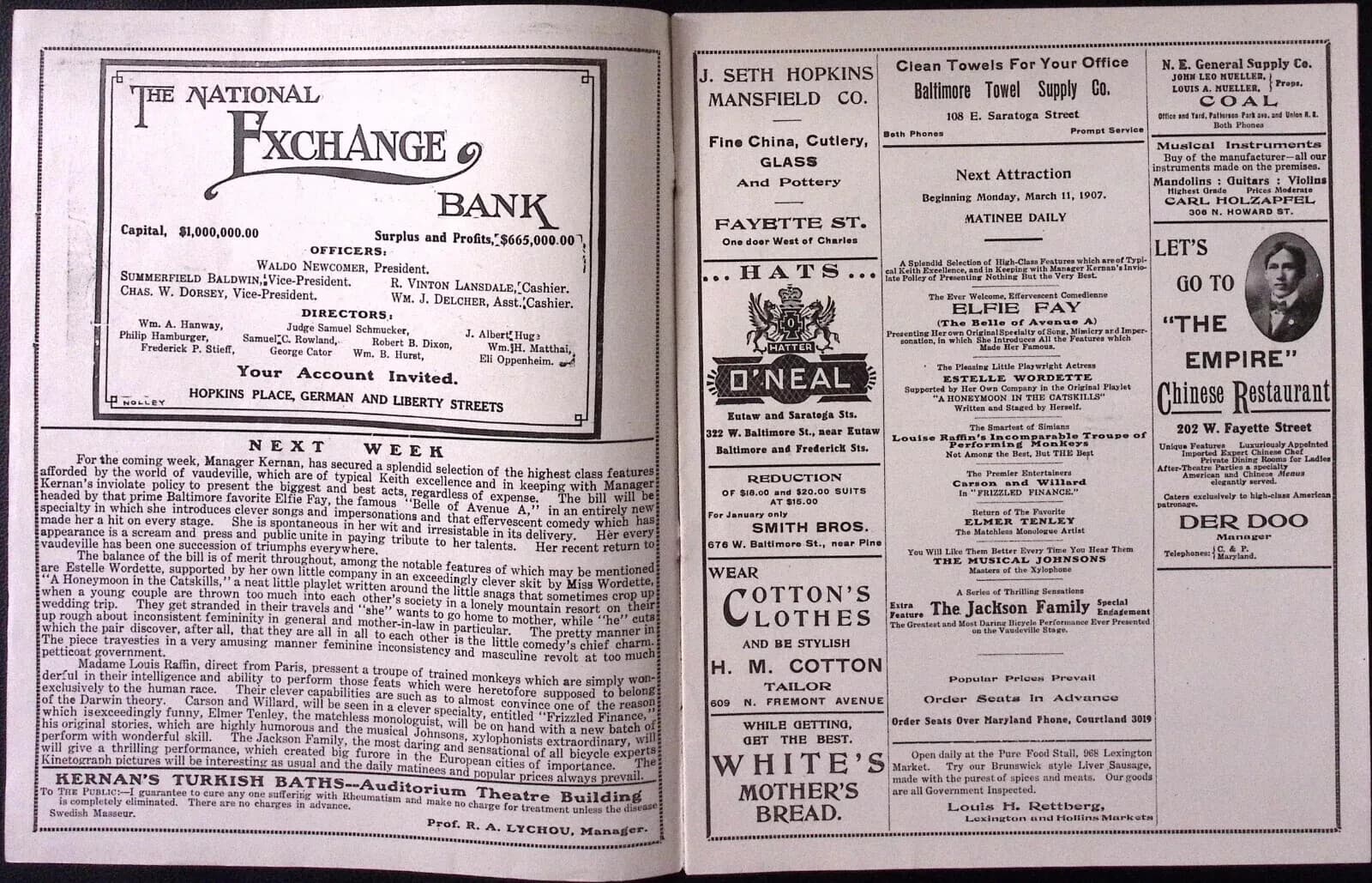 March 4 1907 Maryland Theater Vaudeville BF Keith's Circuit Weekly Program 5