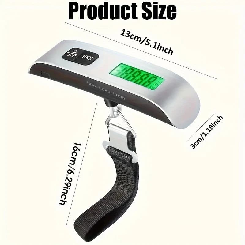 Portable Digital Luggage Scale, 110 lbs / 50 kg, LCD Display Hanging Weighing 3
