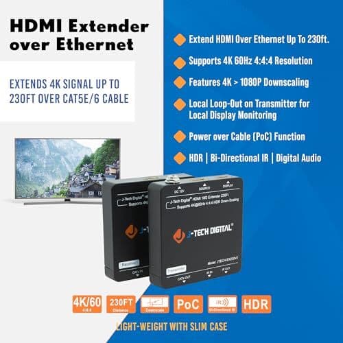  HDMI Extender 4K 60Hz Over Cat5e/6 Ethernet Cable Up HDMI 4K60 444 One to One 3
