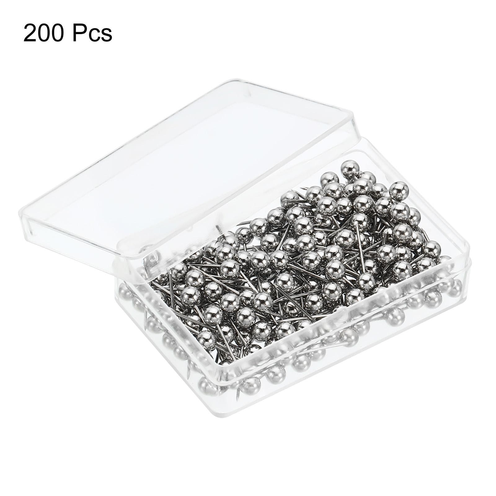200pcs Push Pins, Round Head Map Tacks Steel Point for Office, Silver Tone 3