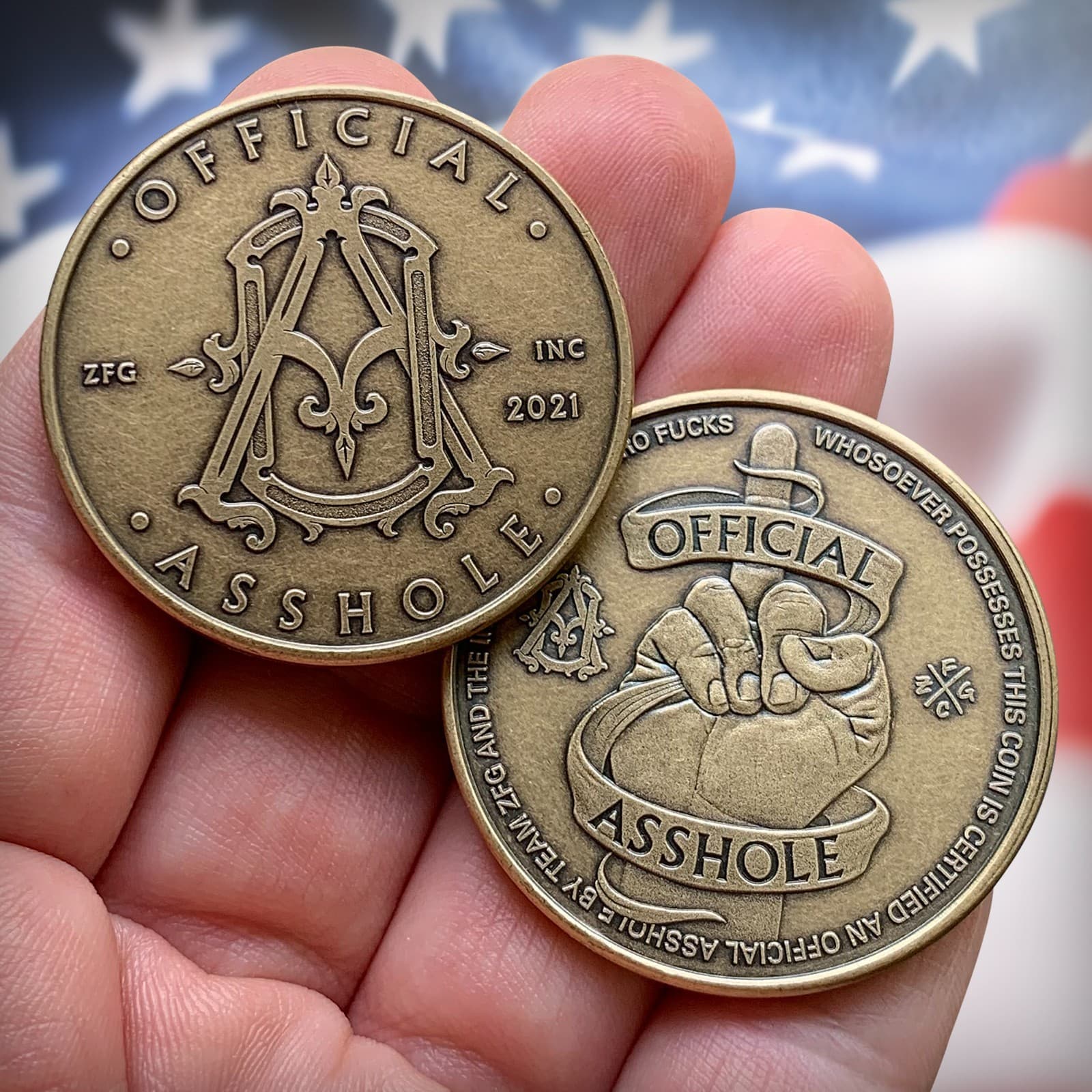 "Official A**hole" Coin, Collectible Challenge Joke Coin, Color Bronze, 1-Coin 6