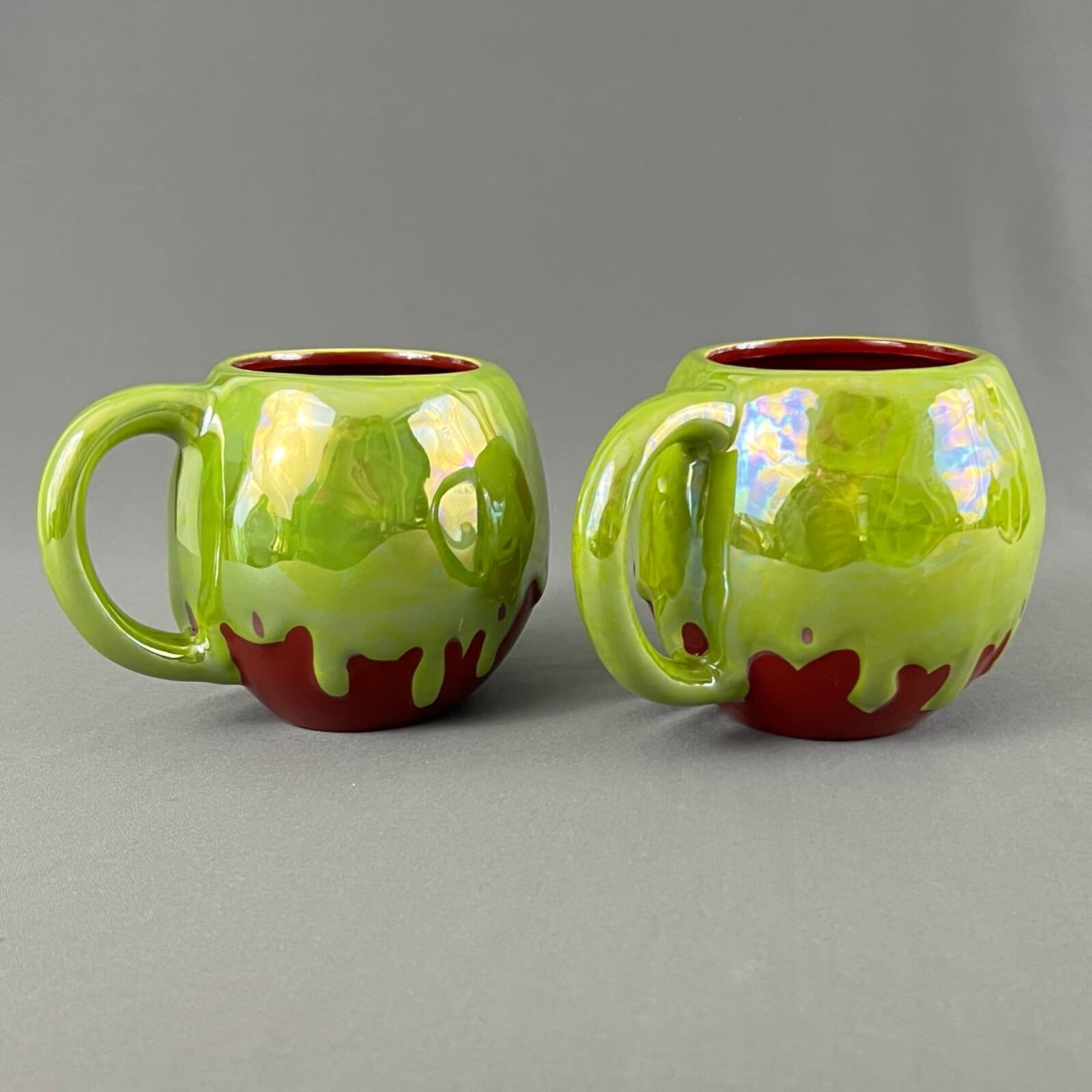 Disney Villains Halloween Poison Apple Mug Lot of 2 Iridescent Hand Painted New 3